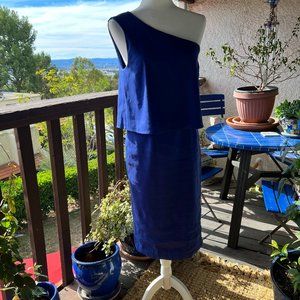 Elegant and stylish Antonio Melani off one shoulder Ocean Blue Midi Dress. NWT.